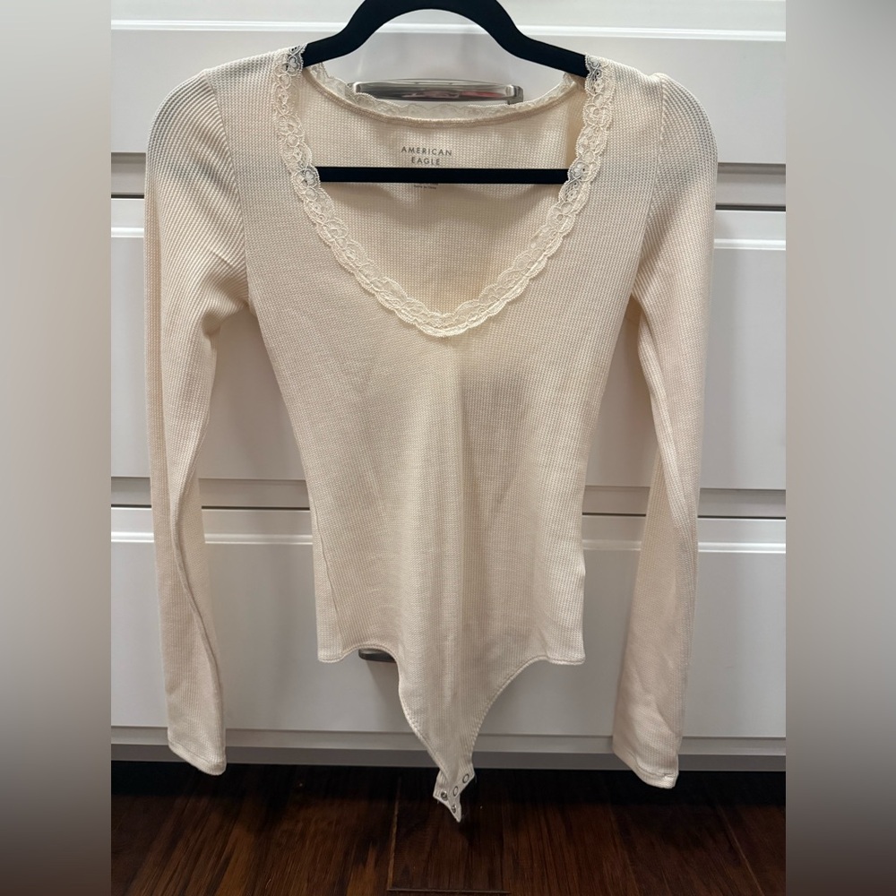 American Eagle Outfitters Cream Lace Bodysuit
